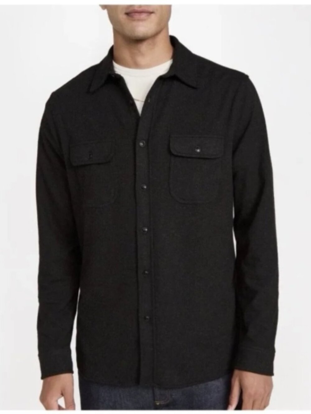 Faherty Legend™ Sweater Shirt Heathered Black Twill Mens Large Button Down Shirt